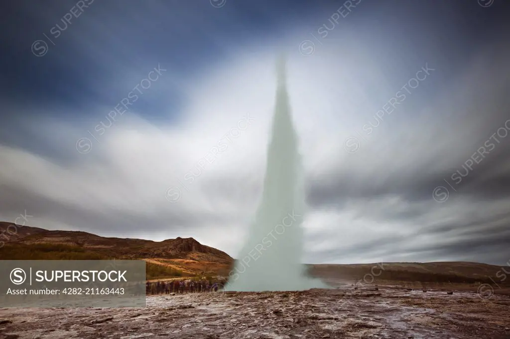 The geyser named Strokkur in Iceland.