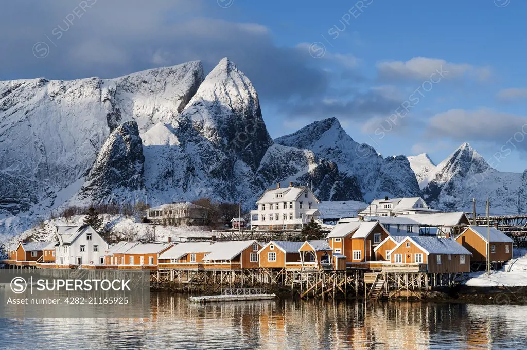 Winter at Sakrisoy village on the Lofoten islands.