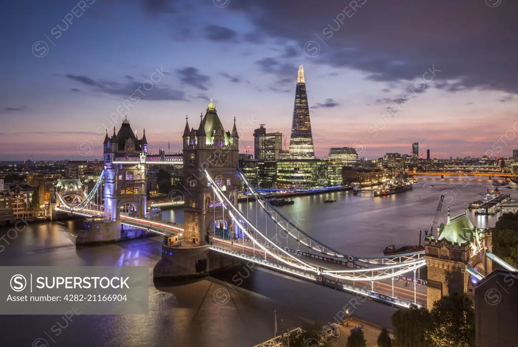 Tower Bridge at sunset.