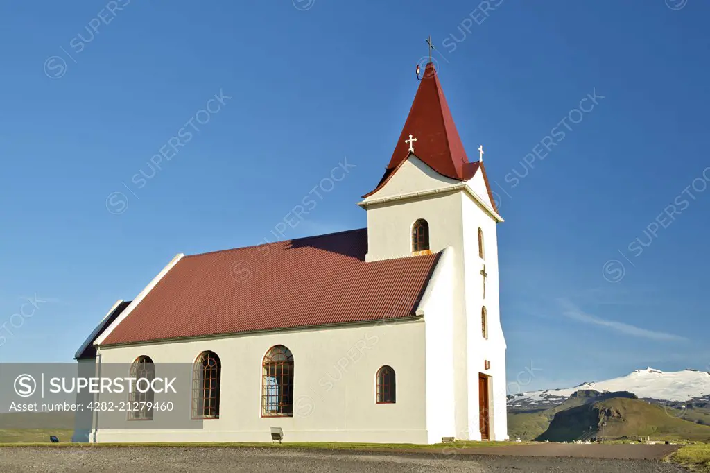 Ingjaldsholl Lutheran church near Hellissandur on the Snaefellsnes peninsula in west Iceland.