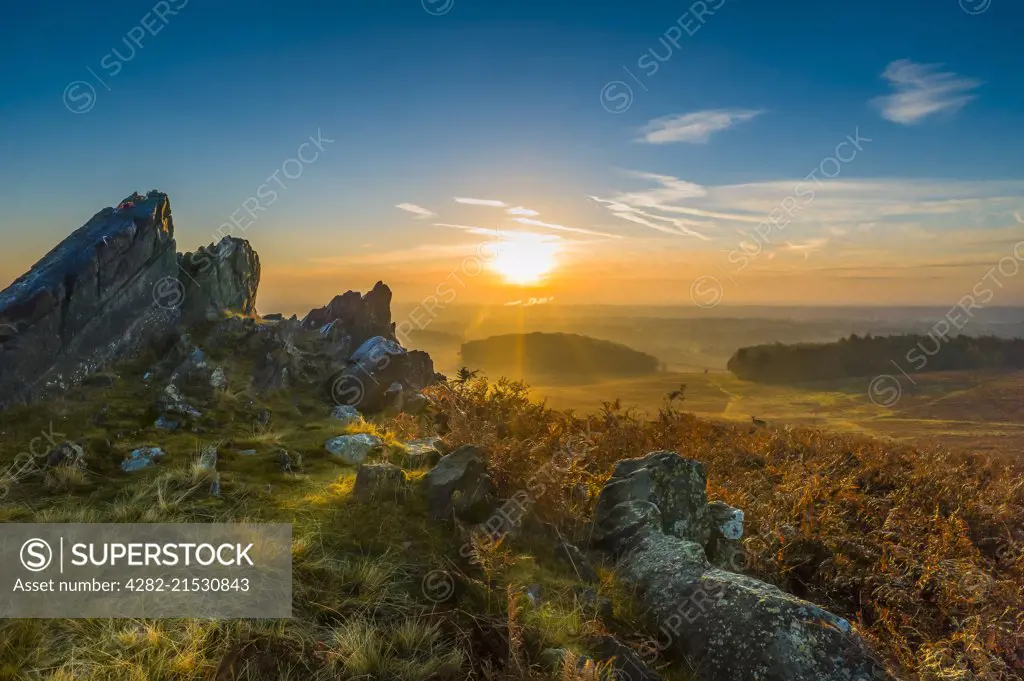 View towards Leicester from a hill on Bradgate Park which is part of Charnwood Forest.