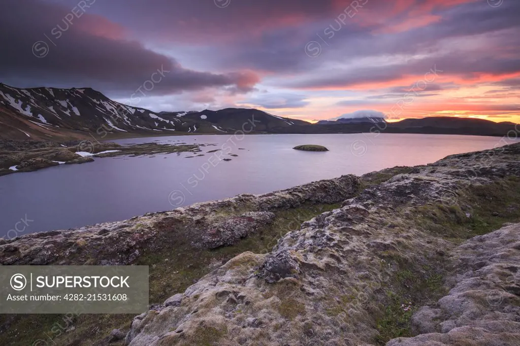 Sunset over Frostastadavatn in the Icelandic Highlands.