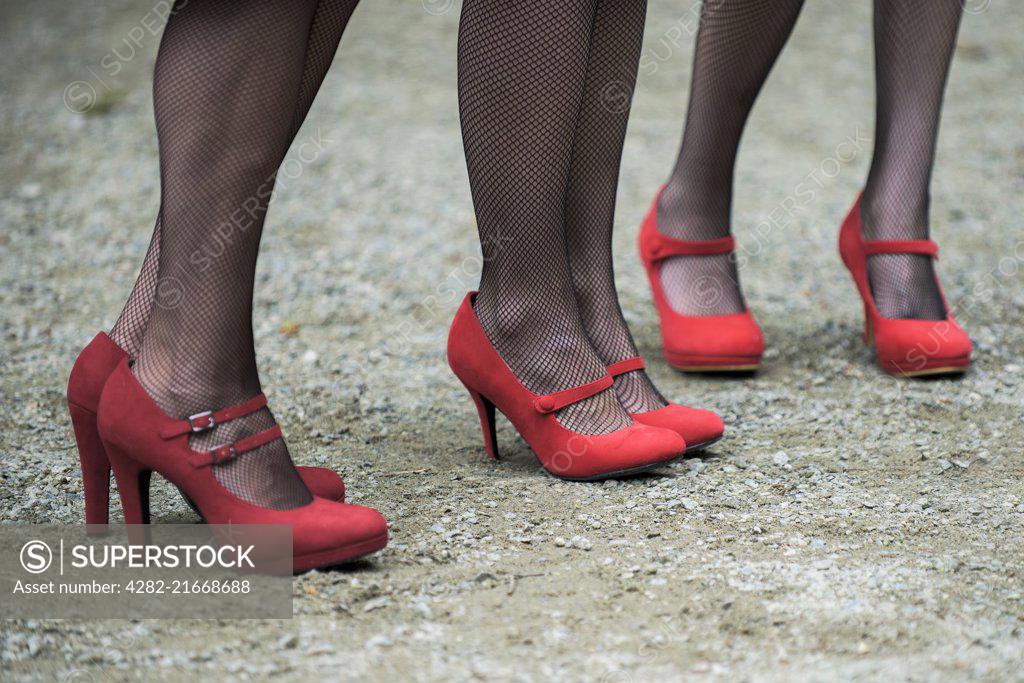 Red Shoes Striped Tights stock photo. Image of legs, shoes - 56707846
