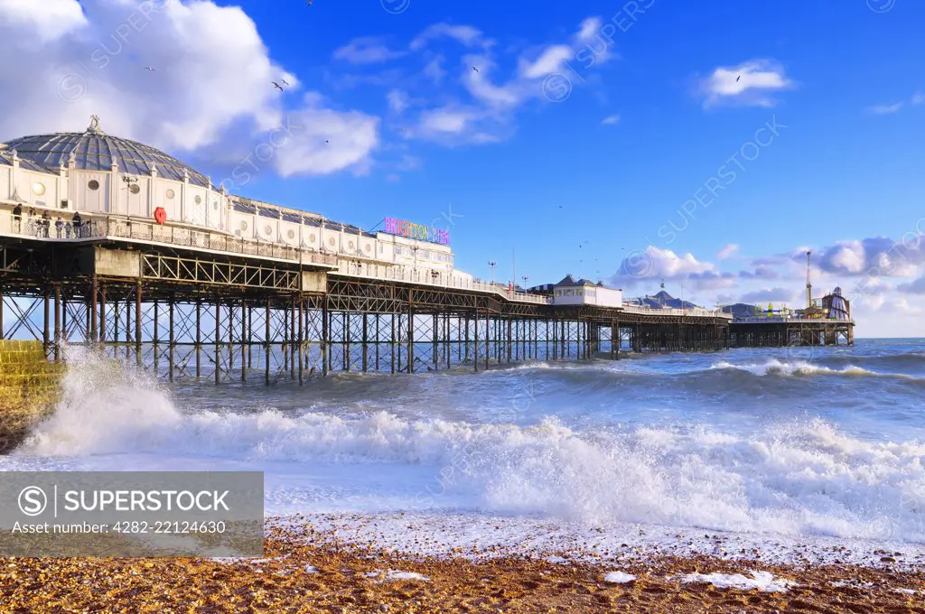 Brighton's iconic Palace Pier on a beautiful sunny afternoon.