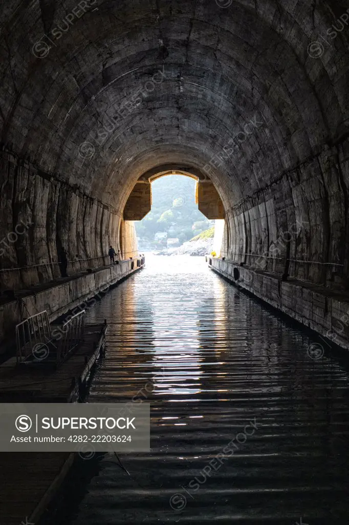 An abandoned submarine pen in Parja cove on the island of Vis.