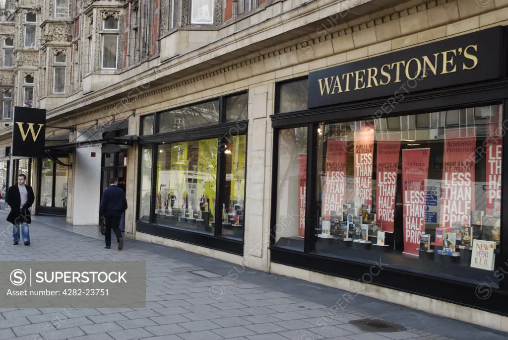 England, London, Westminster. Exterior of Waterstones London University Bookshop in Torrington Place.