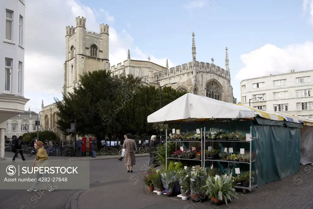 England, Cambridgeshire, Cambridge. Market Square in the centre of Cambridge.