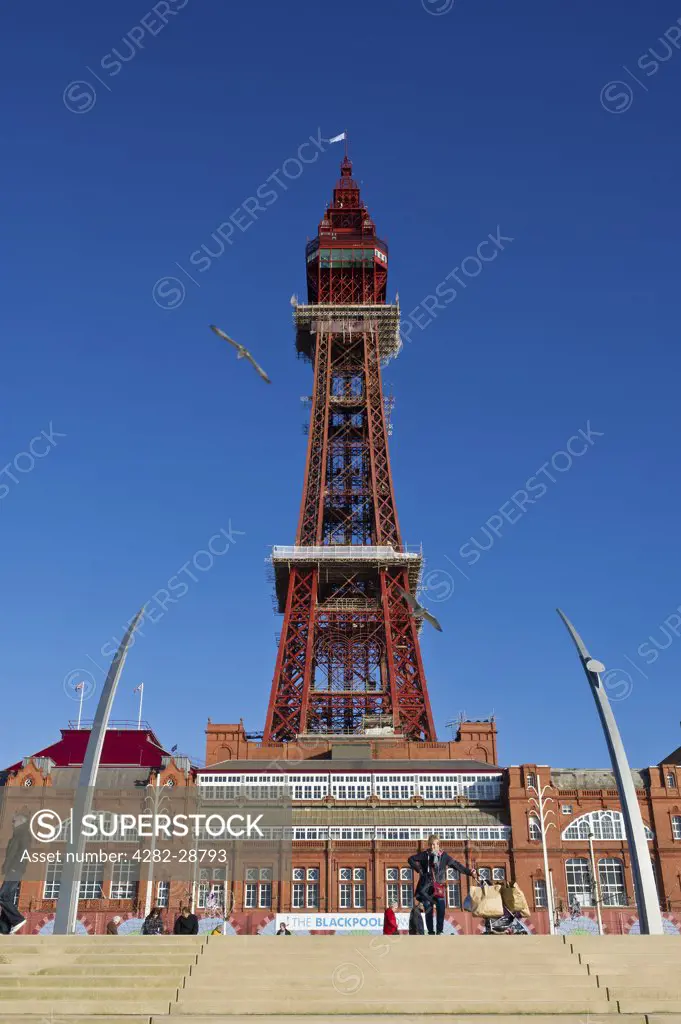 England, Lancashire, Blackpool. Blackpool Tower, opened in 1894 and inspired by the Eiffel Tower.