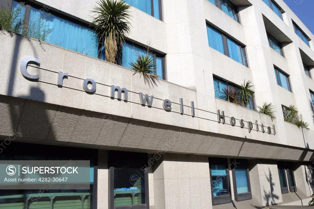 England, London, Chelsea. Bupa Cromwell Hospital, an internationally renowned private hospital in Cromwell Road.