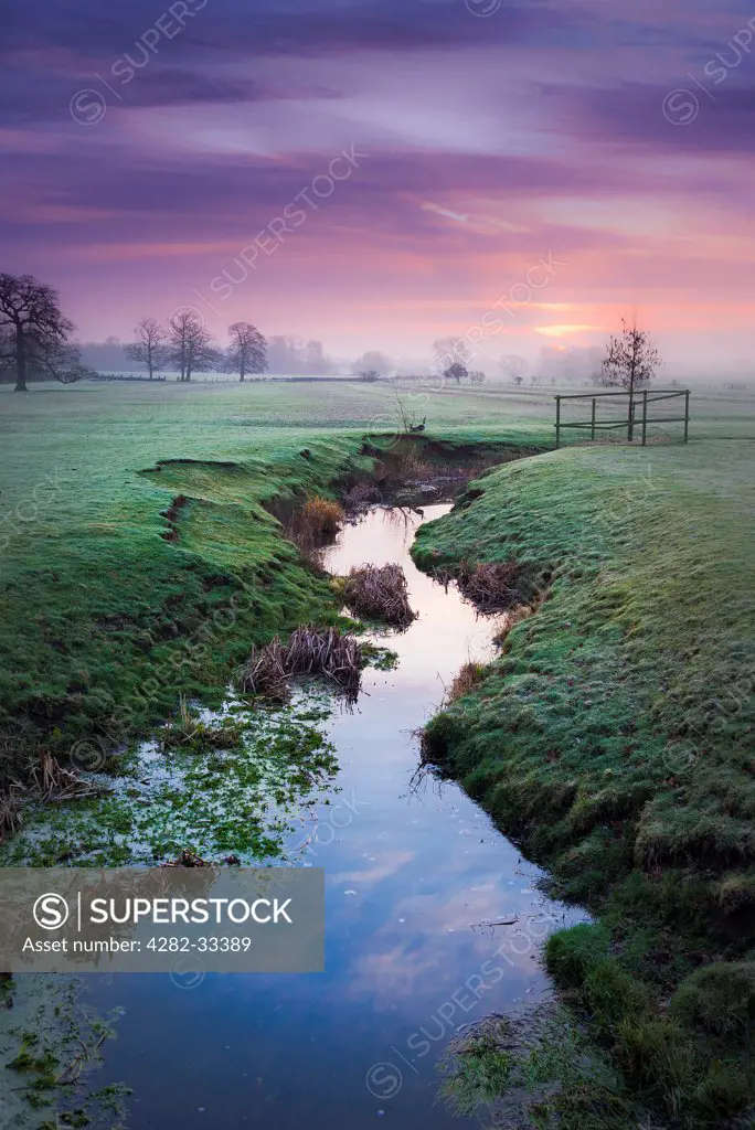 England, Leicestershire, Wistow. Dawn at Wistow in Leicestershire.