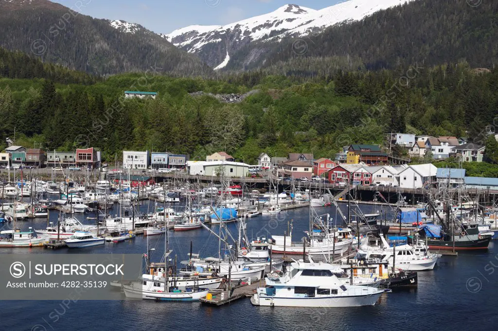 USA, Alaska, Ketchikan. Ketchikan Harbour in Alaska.