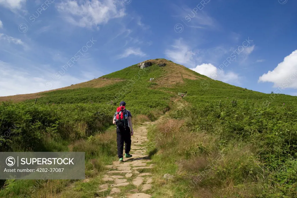 England, North Yorkshire, Roseberry Topping. Heading up Roseberry Topping.