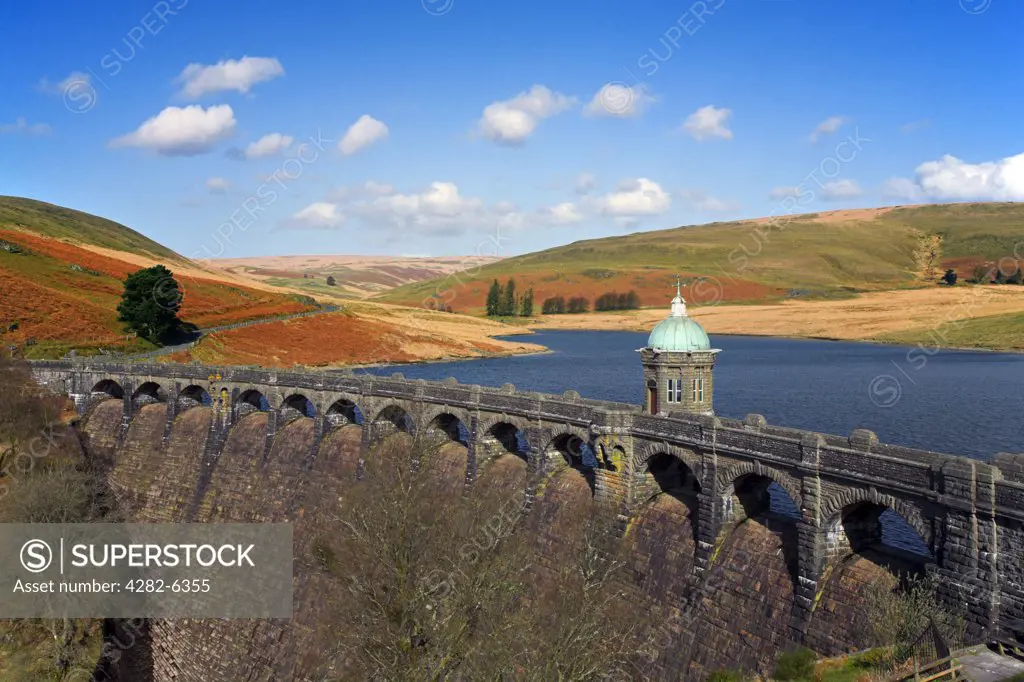 Wales, Powys, Rhayader. A view toward Craig Goch dam.