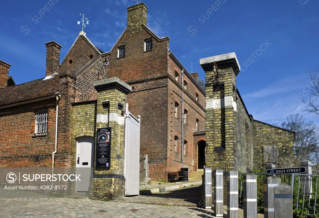 England, Kent, Upnor. The entrance to Upnor Castle, an Elizabethan artillery fort built in 1559 to protect warships moored at Chatham dockyards.