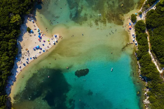 The beautiful Bella Vraka beach in Greece from above.