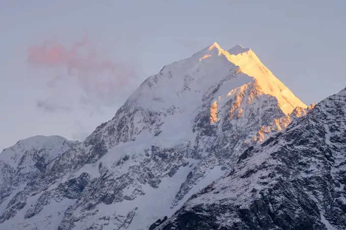 Summit of Mount Cook at dawn.