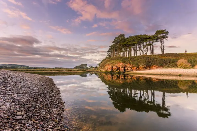 The River Otter flows into the sea at Budleigh Salterton.