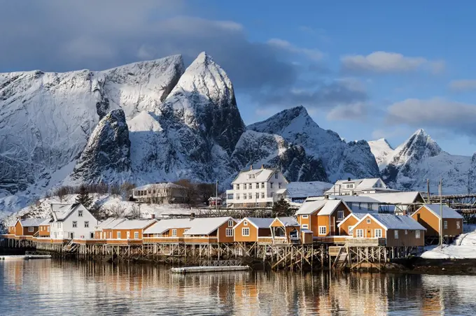 Winter at Sakrisoy village on the Lofoten islands.