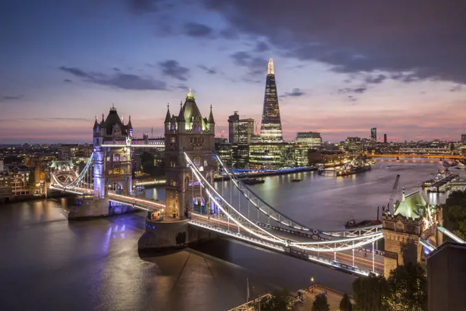 Tower Bridge at sunset.