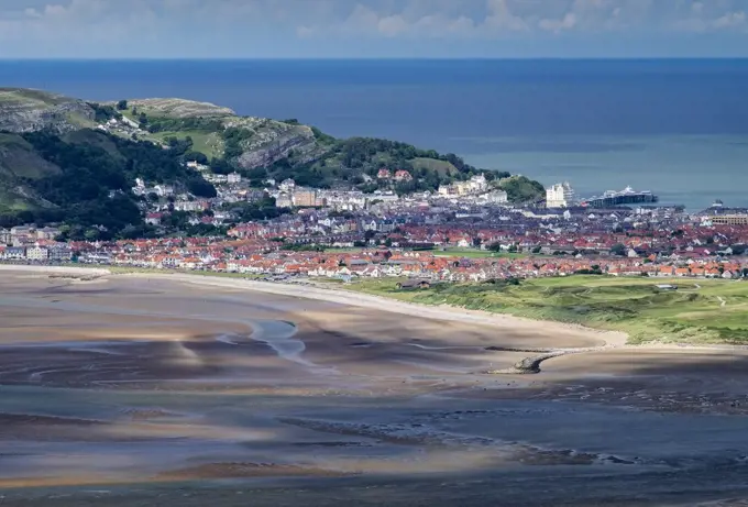 Llandudno and The Great Orme from Conwy Mountain in North Wales.