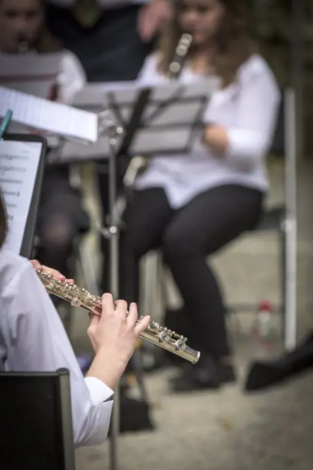 School students perform at Trebah Gardens amphitheatre in Cornwall.