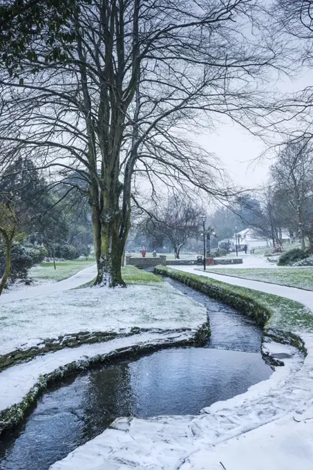 A winter scene in Trenance Gardens in Newquay in Cornwall.