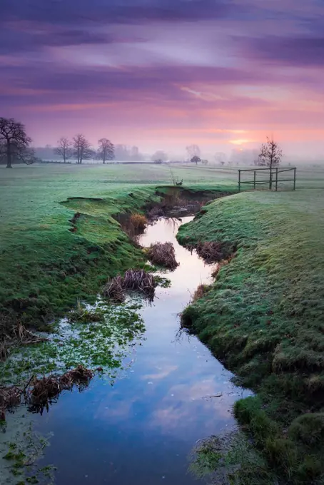 England, Leicestershire, Wistow. Dawn at Wistow in Leicestershire.