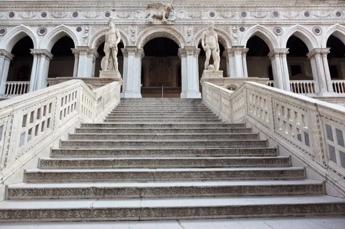 Italy, Venetto, Venice. The Giants Staircase in the courtyard of the Doges Palace.