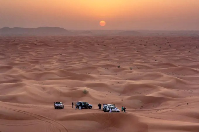 United Arab Emirates, Dubai, Dubai Desert. Dune bashing in the Dubai desert.