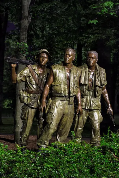 USA, District of Columbia, Washington DC. The Three Soldiers sculpture at the Vietnam Veterans Memorial in Washington DC.