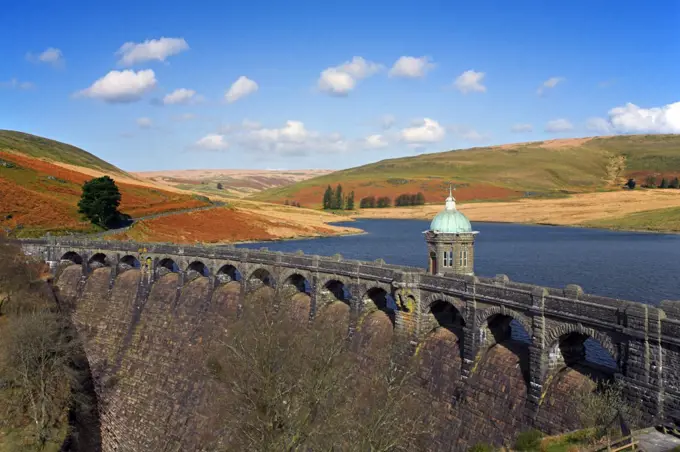 Wales, Powys, Rhayader. A view toward Craig Goch dam.