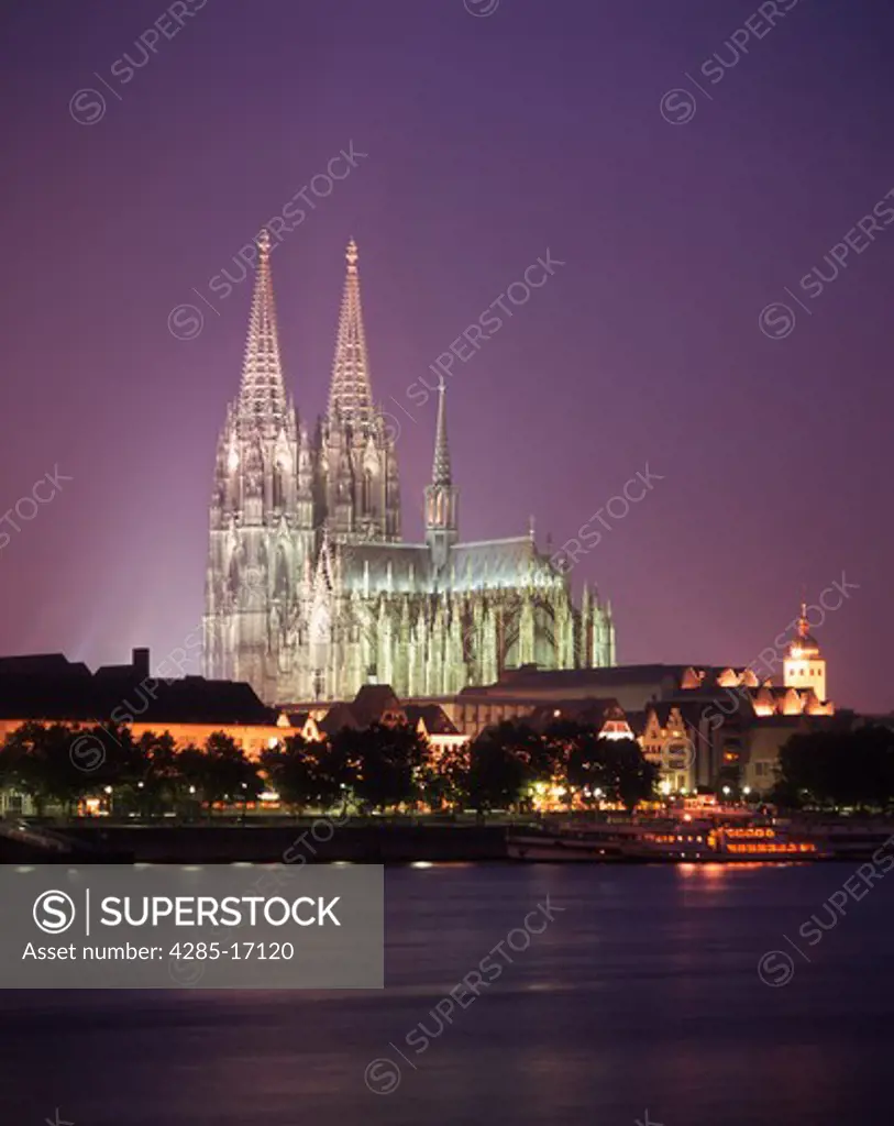 Koln Cathedral at night (Neo Gothic Architecture) Cologne, Koln, Germany