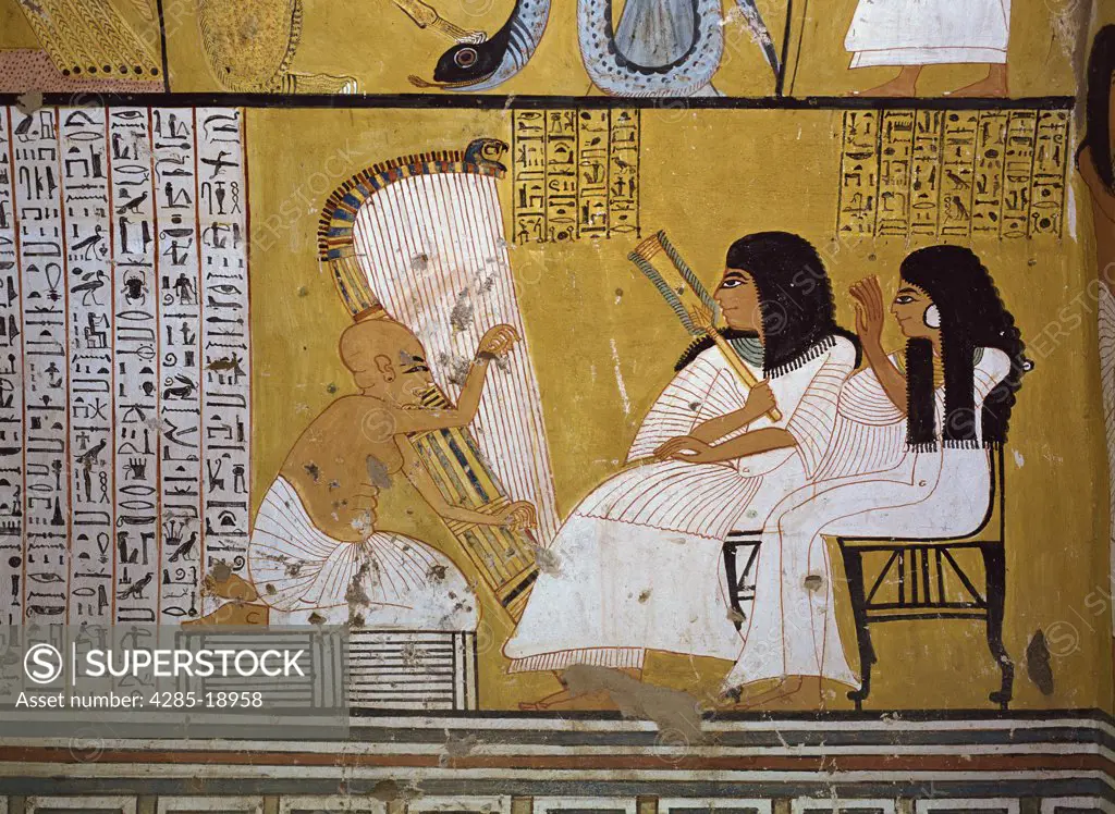 Egypt, Luxor, Dier el Medina, Tomb of Art, Artisan Inherkha, Painting