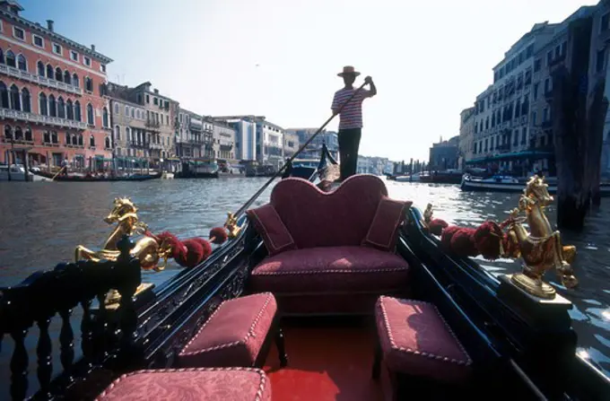 Gondolas on the Grand Canal, Venice, Veneto, Italy