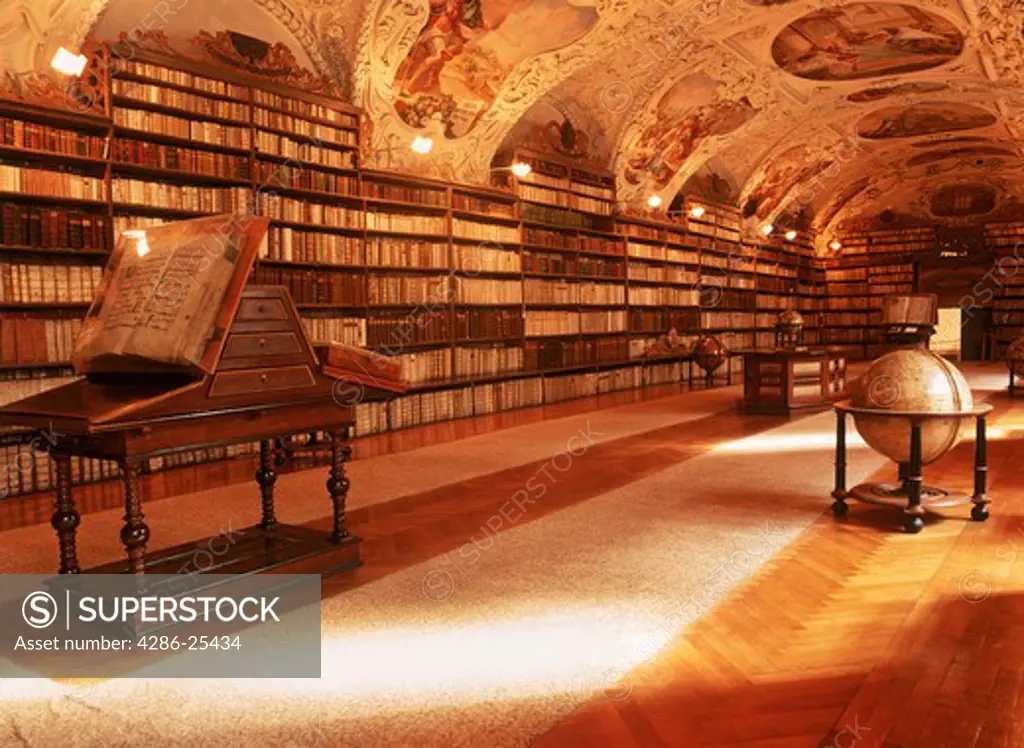 Theological Hall of Strahov Library from 1671 in Strahov Monastery Prague