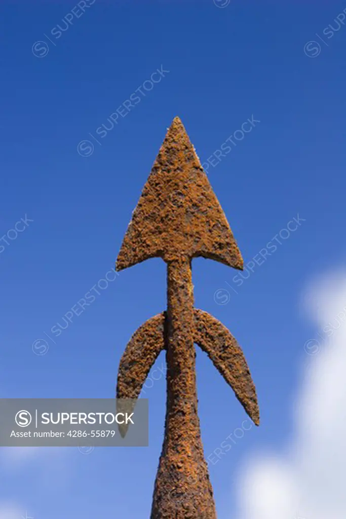 BRIARCLIFF, NEW YORK, USA - tip of old whaling harpoon covered with rust.