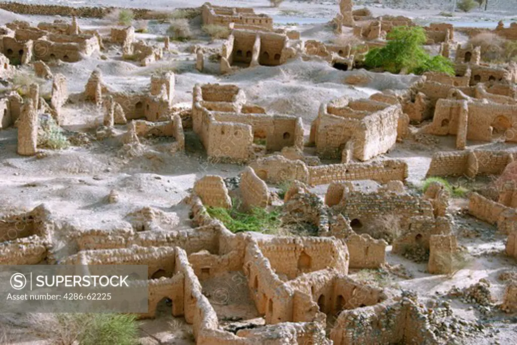 Oman ruins village wadi Tanuf, The ruins of the old village of Tanuf Oman destroyed during the Jebel Wars of the in 1950 see