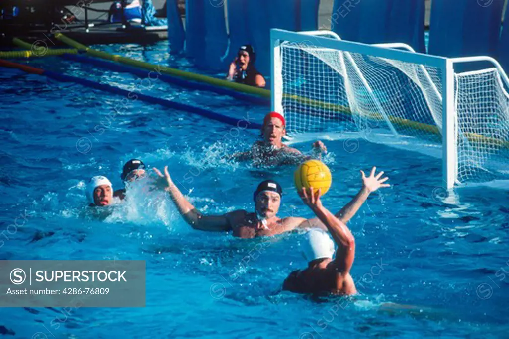 Olympic water polo teams competing at Pepperdine University pool