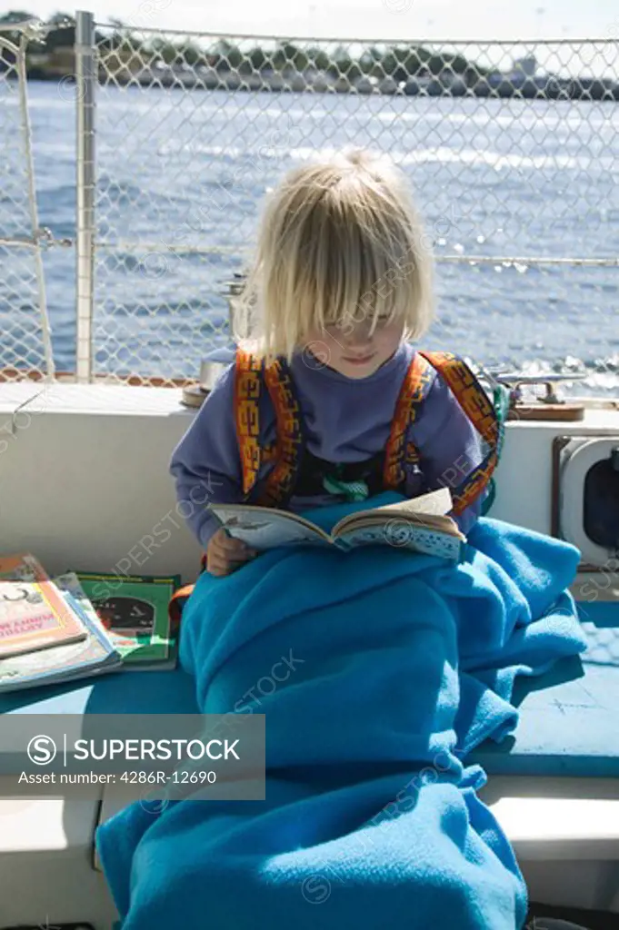 Young Girl Reading on a Boat, MR-0601