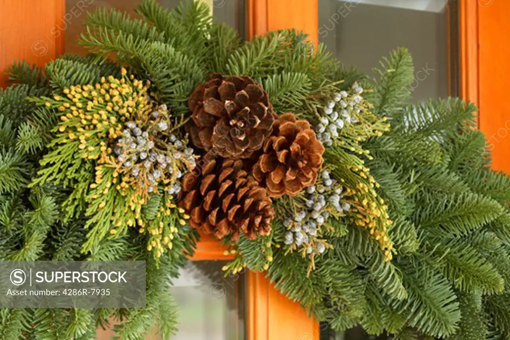 Fresh holiday door hanging