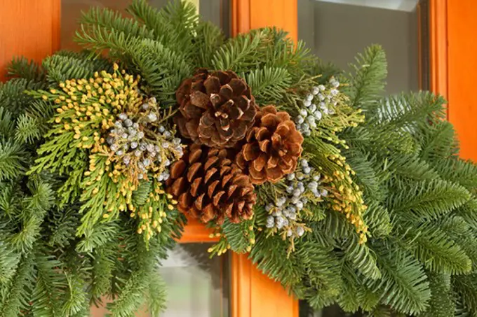 Fresh holiday door hanging