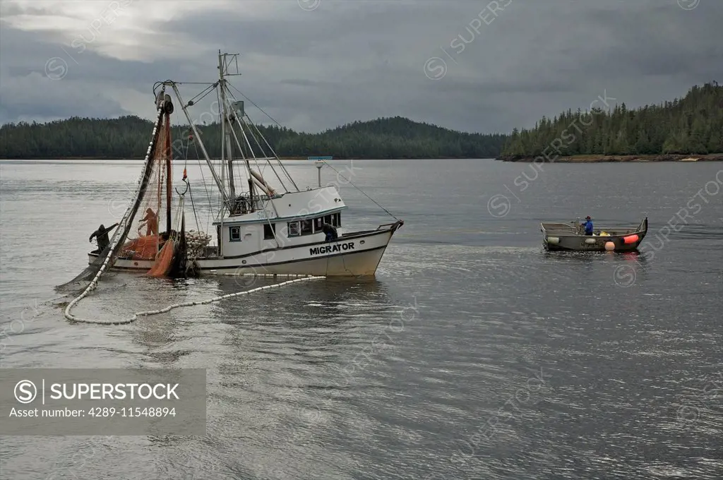 View Of A Seine Boat And Skiff Near Ketchikan, Alaska