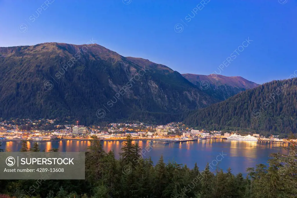 View of downtown Juneau from Douglas Island, Southeast Alaska, Summer