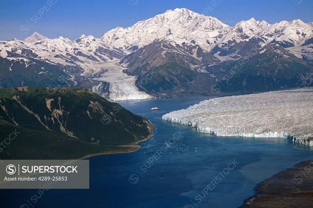 Holland America cruise ship at Hubbard Glacier and Turner Glacier Alaska/nDisenchantment Bay