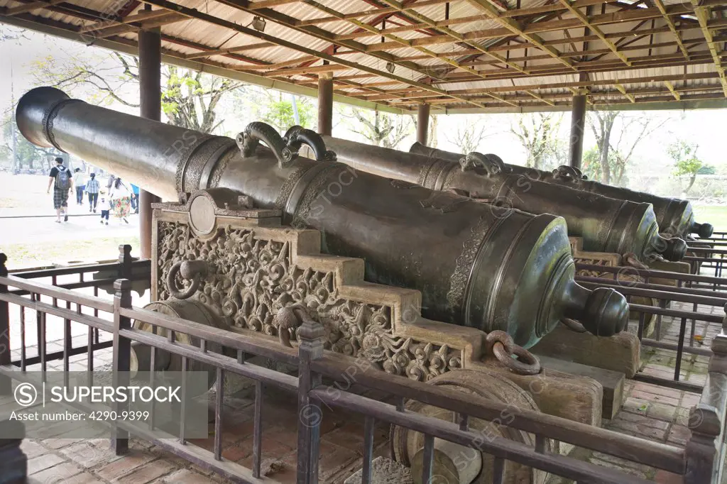 Vietnam, Hue, Three of Nine Deities Cannons, beside Ngan Gate at entrance to Citadel,