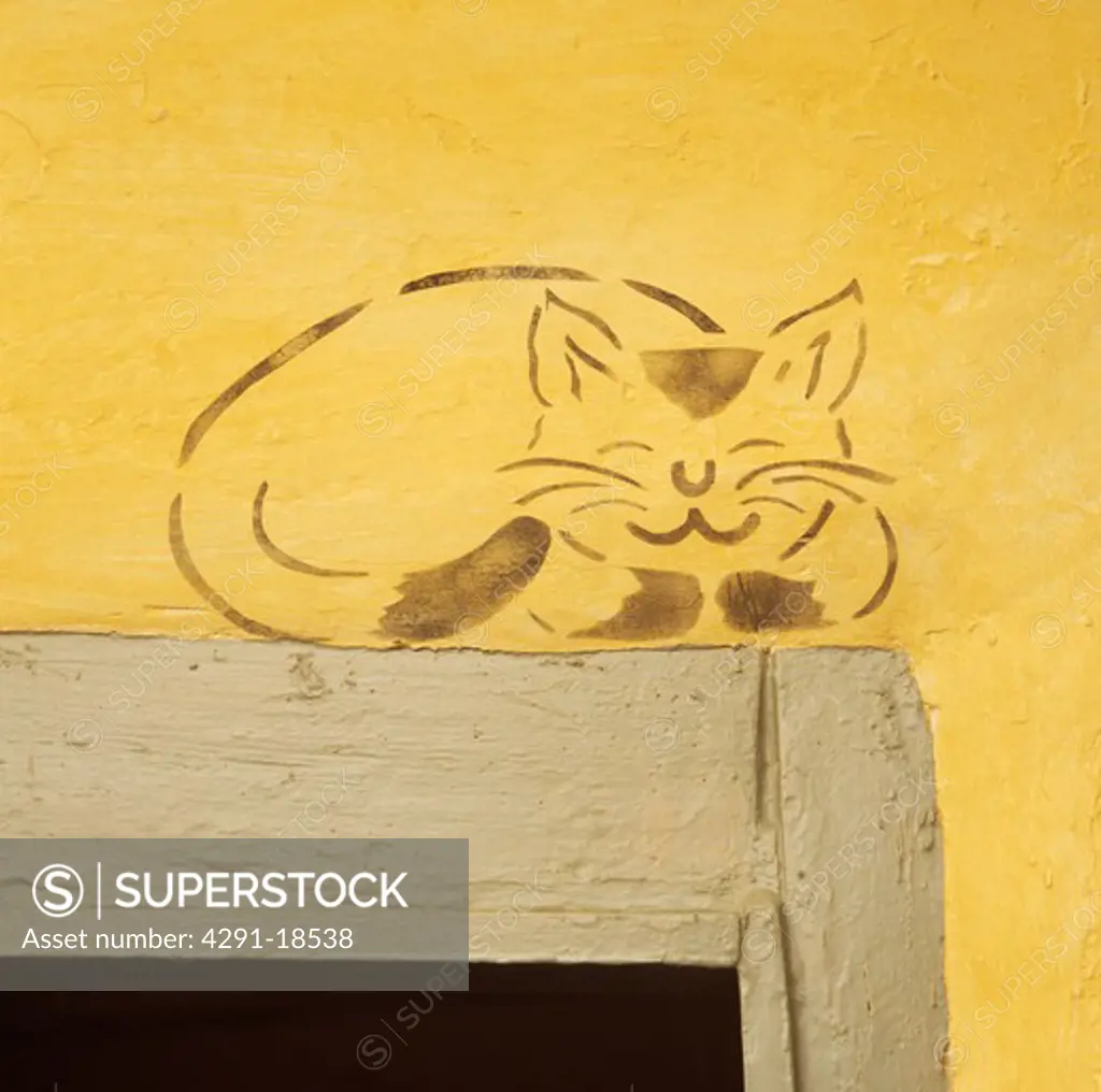 Close-up of cat stencil