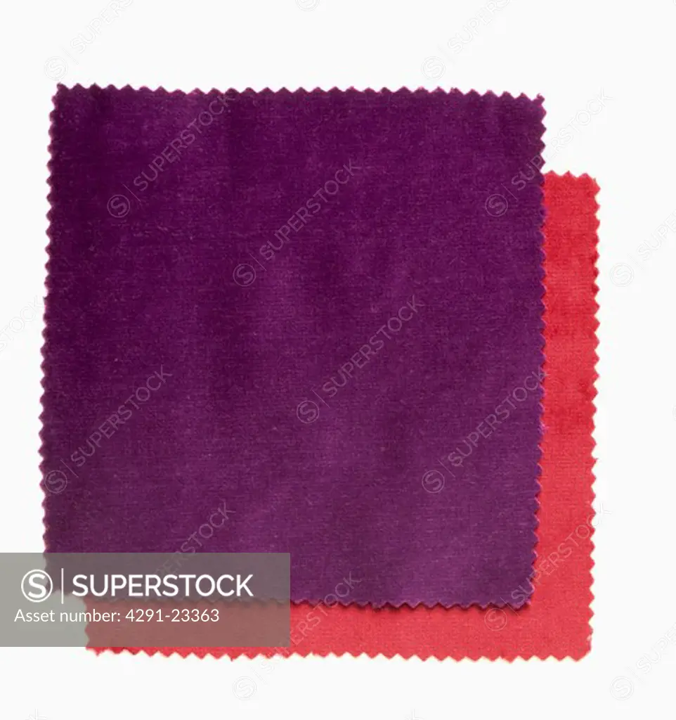 Close-up of purple and red fabric samples