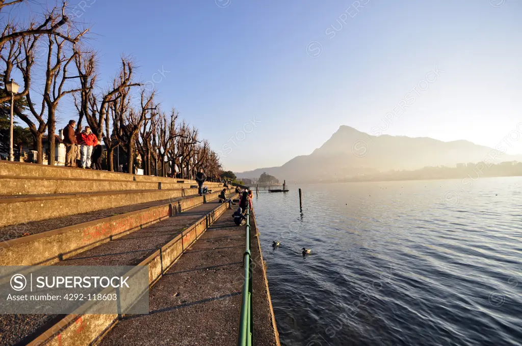 Italy, Lombardy, Como Lake, Lecco, Beach