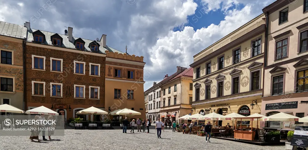 Europe, Poland, Lublin province, Lublin city, painted house in the Market Place " Rynek " in the old town