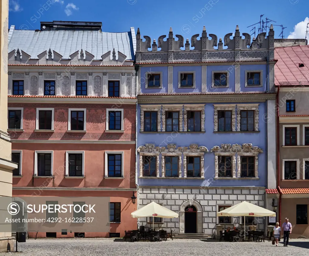 Europe, Poland, Lublin province, Lublin city, painted house in the Market Place " Rynek " in the old town